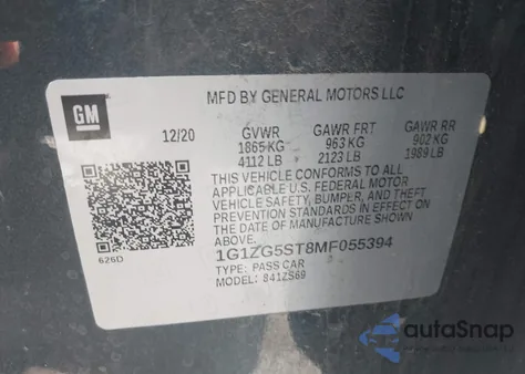 2021 Chevrolet Malibu Fwd Rs from USA, damaged, VIN 1G1ZG5ST8MF055394